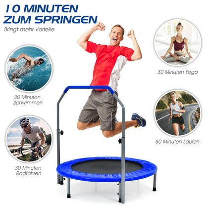 Klappbares Mini-Trampolin Fitness-Trampolin mit höhenverstellbarem Haltegriff Indoor Trampolin Fitness zu Hause Ø101 cm 