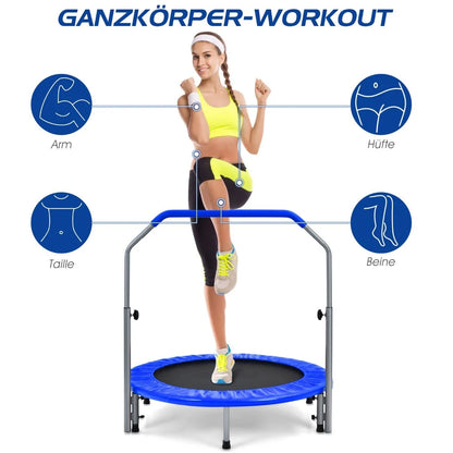 Klappbares Mini-Trampolin Fitness-Trampolin mit höhenverstellbarem Haltegriff Indoor Trampolin Fitness zu Hause Ø101 cm 